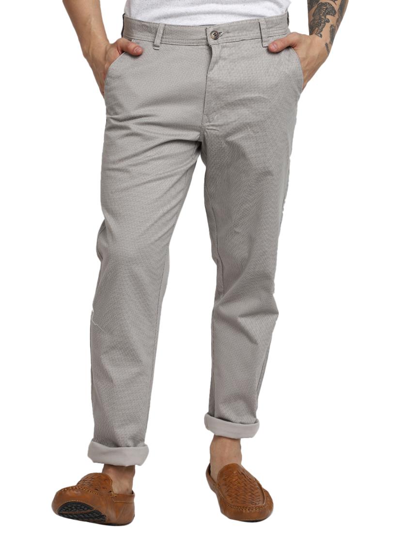 grey cotton checkered casual trouser - 20816159 -  Zoom Image - 0