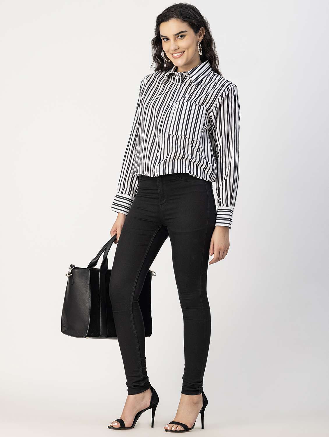 women striped long sleeves shirt - 20817204 -  Standard Image - 3