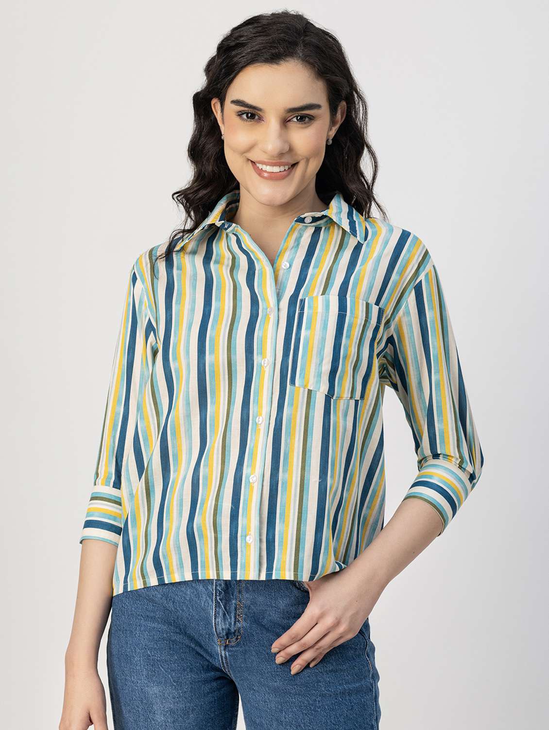 multicolored cotton striped shirt