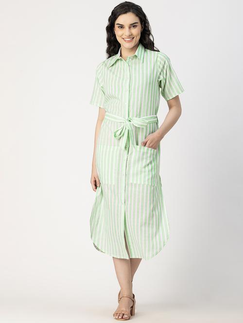 neo mint vertical striped shirt midi dress - 20817234 - Standard Image - 0