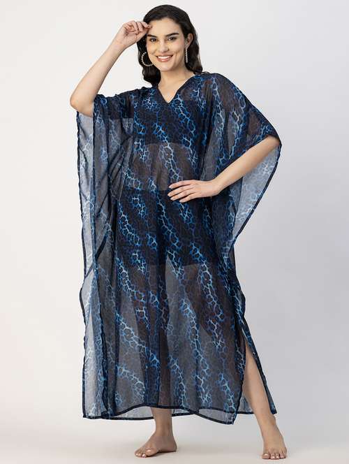 women blue animal printed kaftan - 20817268 -  Standard Image - 0