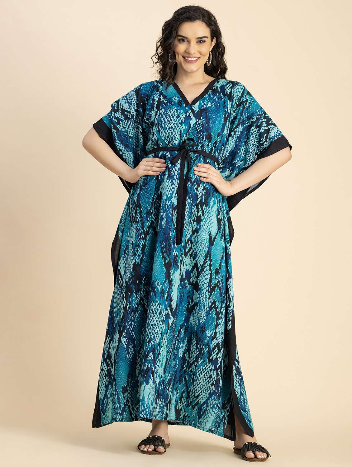 women blue animal printed kaftan - 20817273 -  Zoom Image - 0