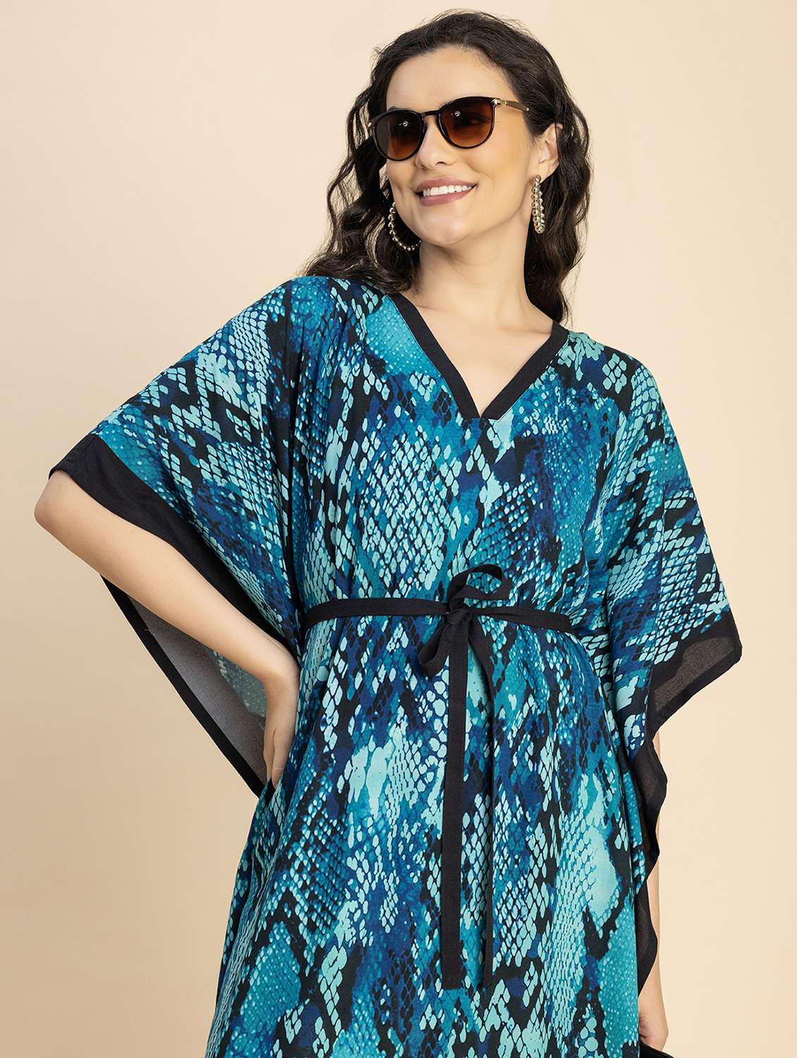 women blue animal printed kaftan - 20817273 -  Standard Image - 3