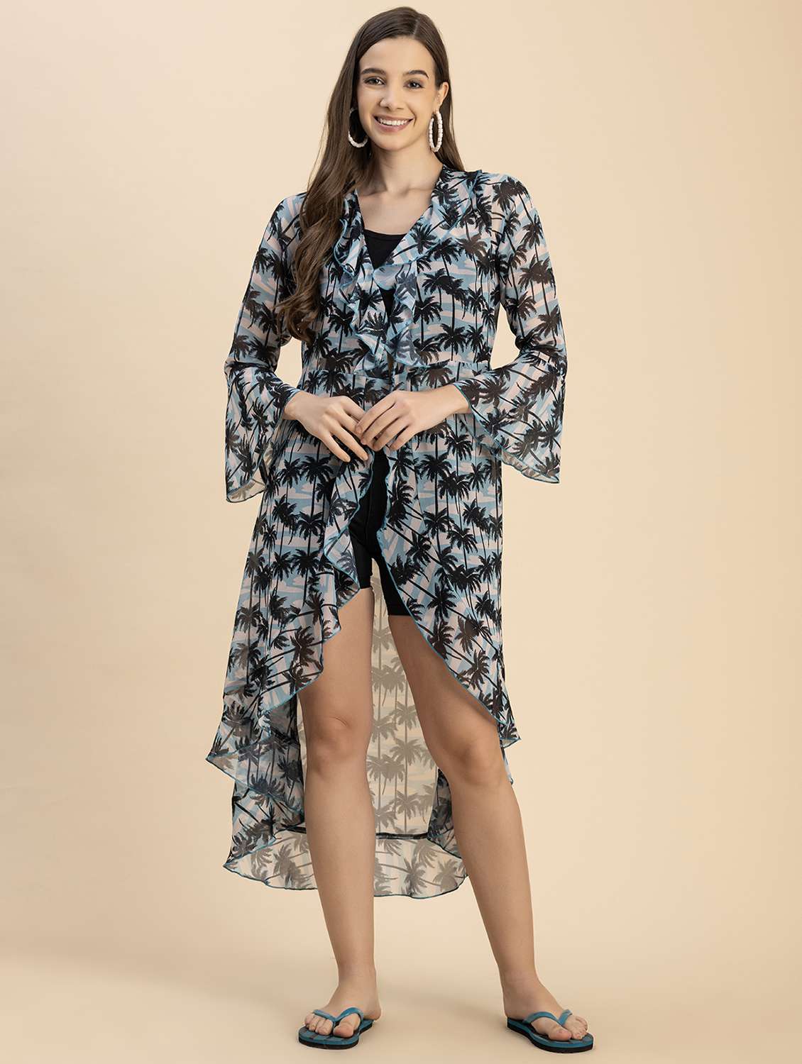 women light blue printed regular shrug