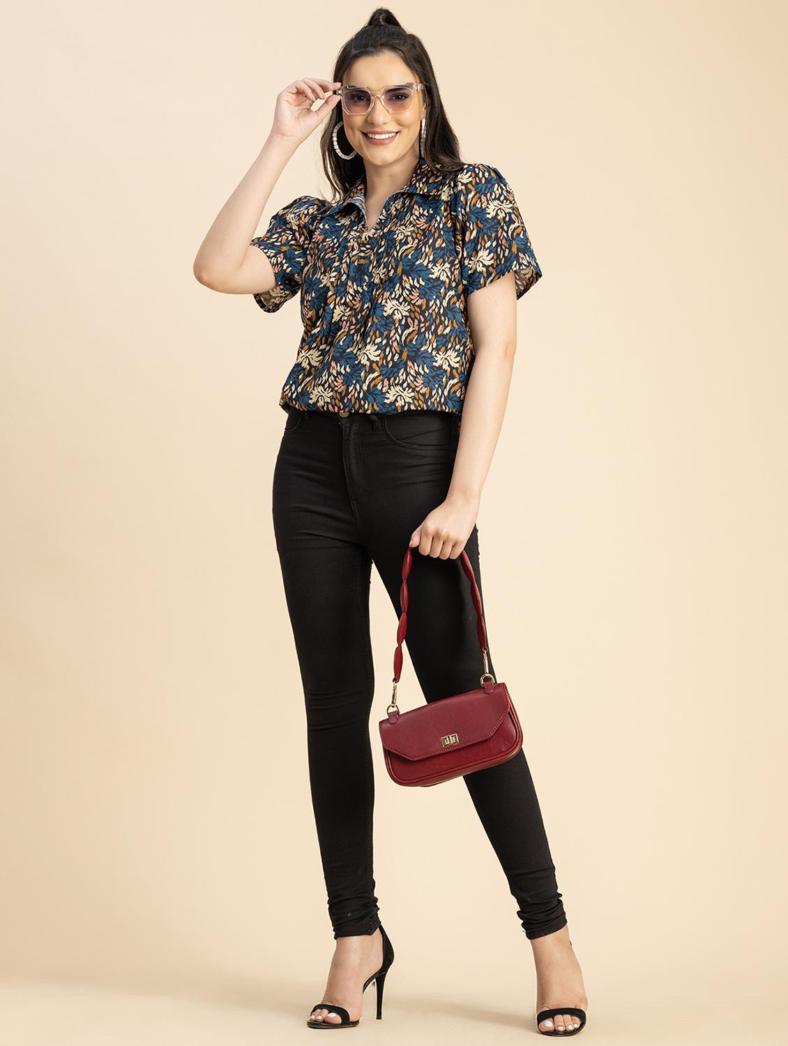 women multicolored floral printed shirt top - 20817307 - Standard Image - 3