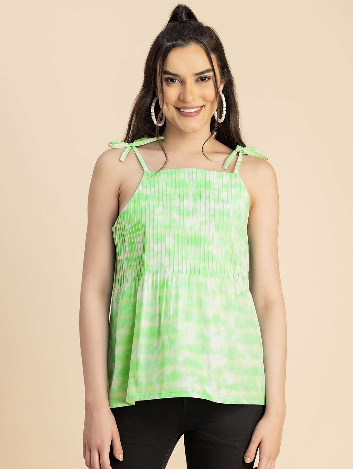women neo mint tie & dye peplum top - 20817313 -  Zoom Image - 0