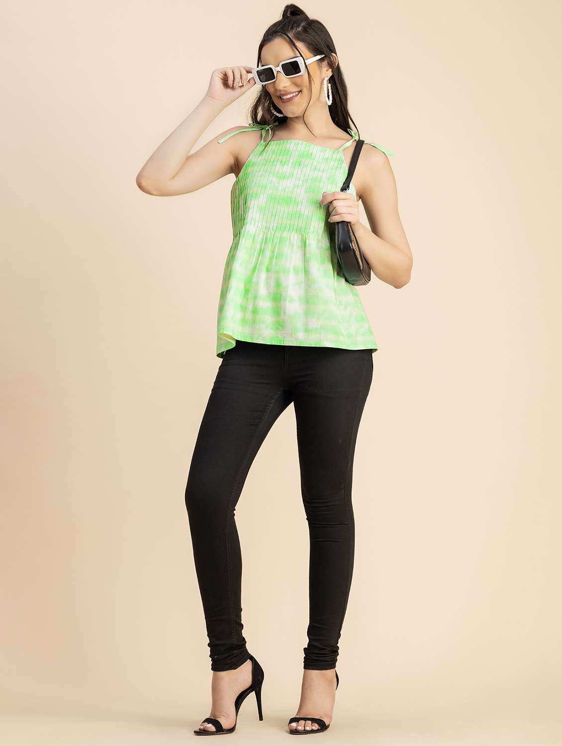 women neo mint tie & dye peplum top - 20817313 - Standard Image - 3