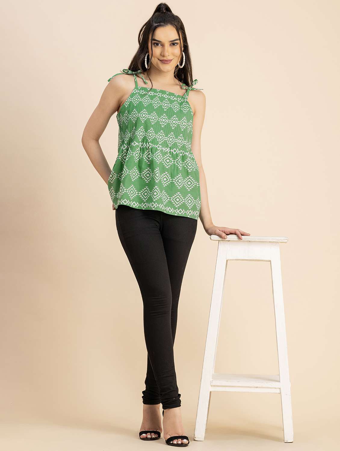 women green printed peplum top - 20817314 -  Standard Image - 3