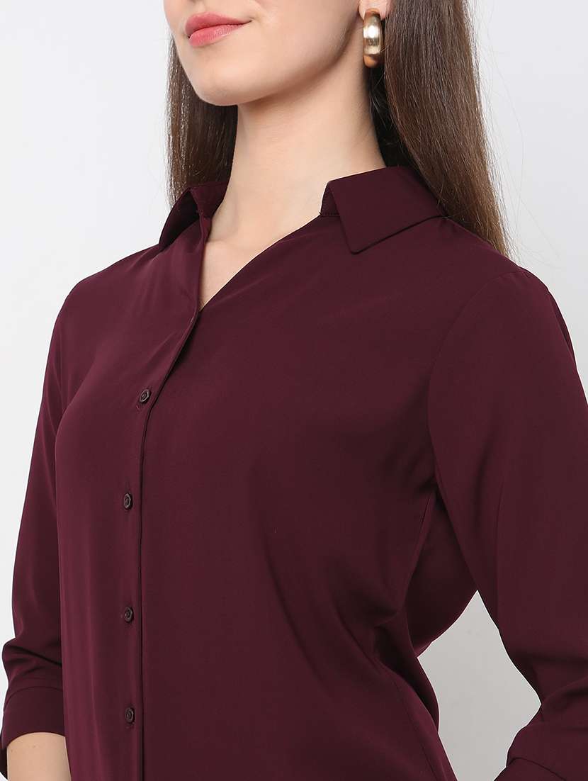 burgundy cotton formal shirt - 20817652 -  Standard Image - 5