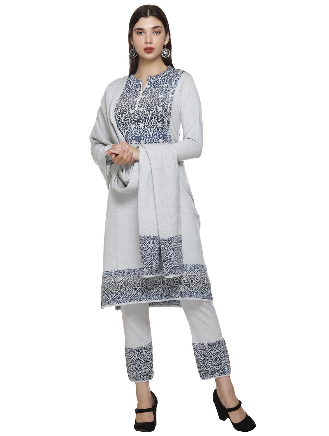 women grey notch neck kurta pant set with dupatta - 20817769 - Zoom Image - 0