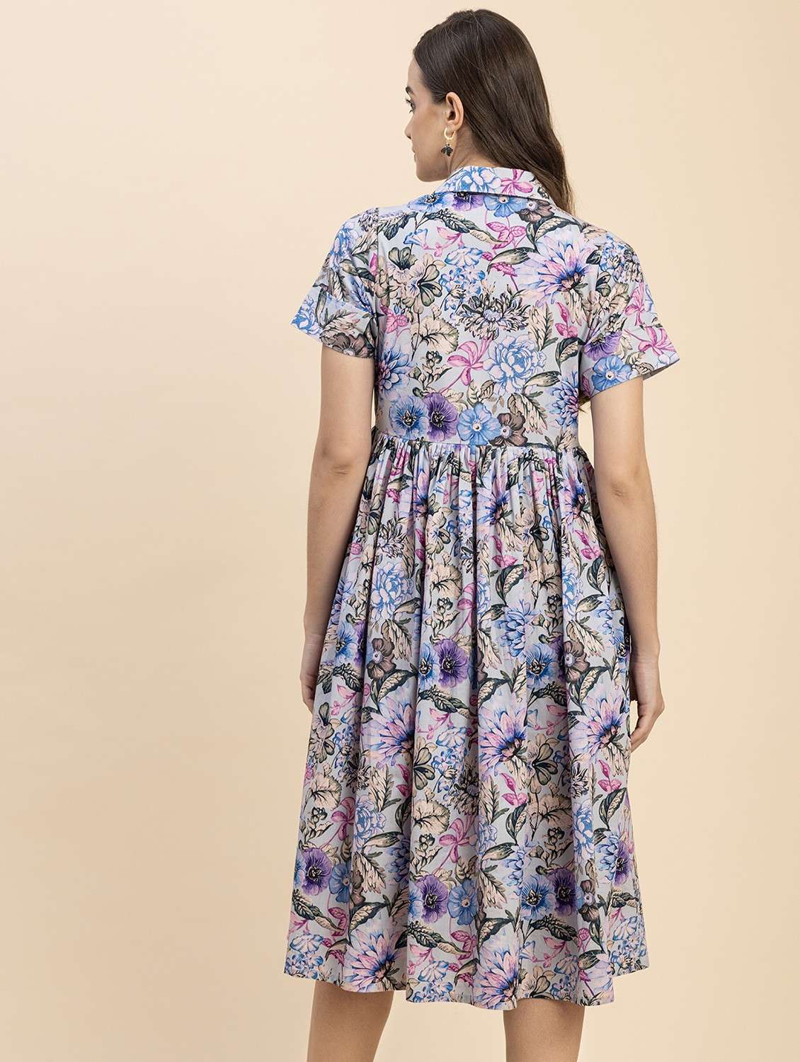women multicolored printed fit & flare dress - 20817892 - Standard Image - 3