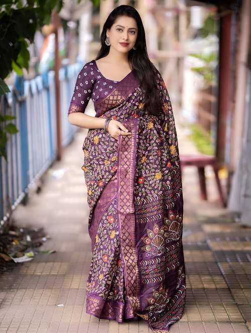 women floral printed saree with blouse - 20820686 -  Standard Image - 0