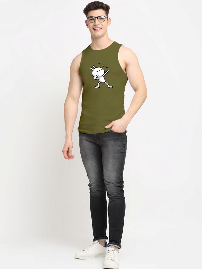 men round neck chest print vest - 20822323 - Standard Image - 3