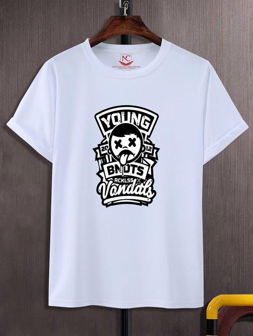 unisex white graphic printed t-shirt - 20823557 -  Standard Image - 0