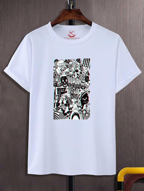 unisex white graphic printed t-shirt - 20823582 - Standard Image - 0