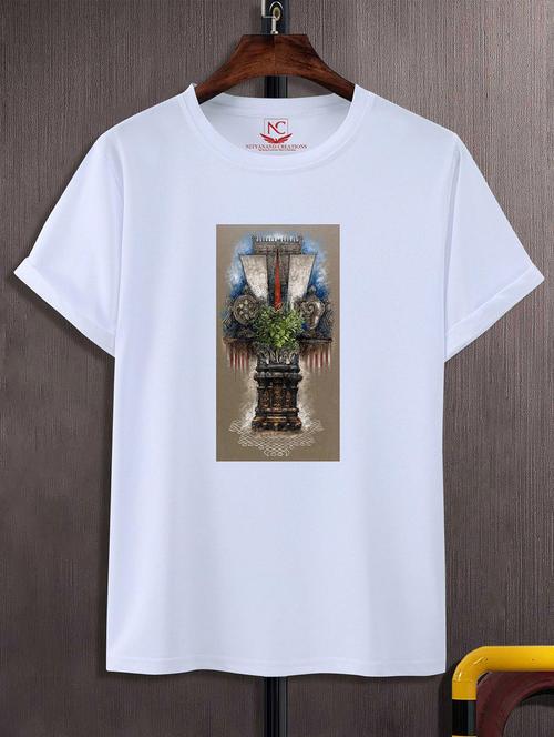 unisex white graphic printed t-shirt - 20823693 - Standard Image - 0