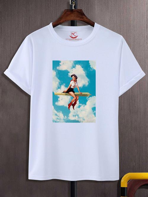 unisex white graphic printed t-shirt - 20823792 - Standard Image - 0
