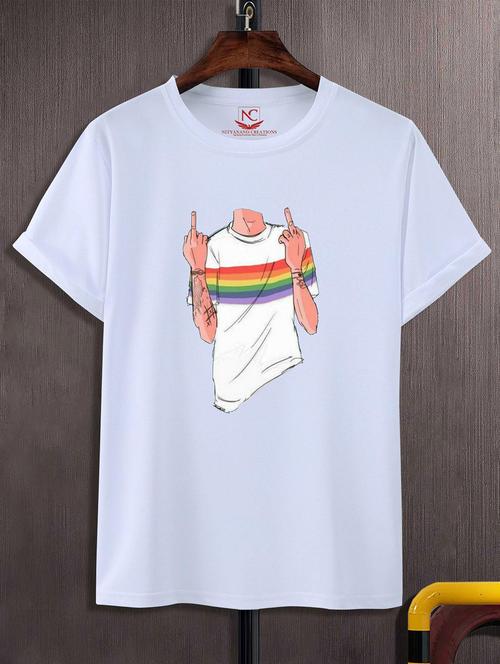 unisex white graphic printed t-shirt - 20823879 - Standard Image - 0