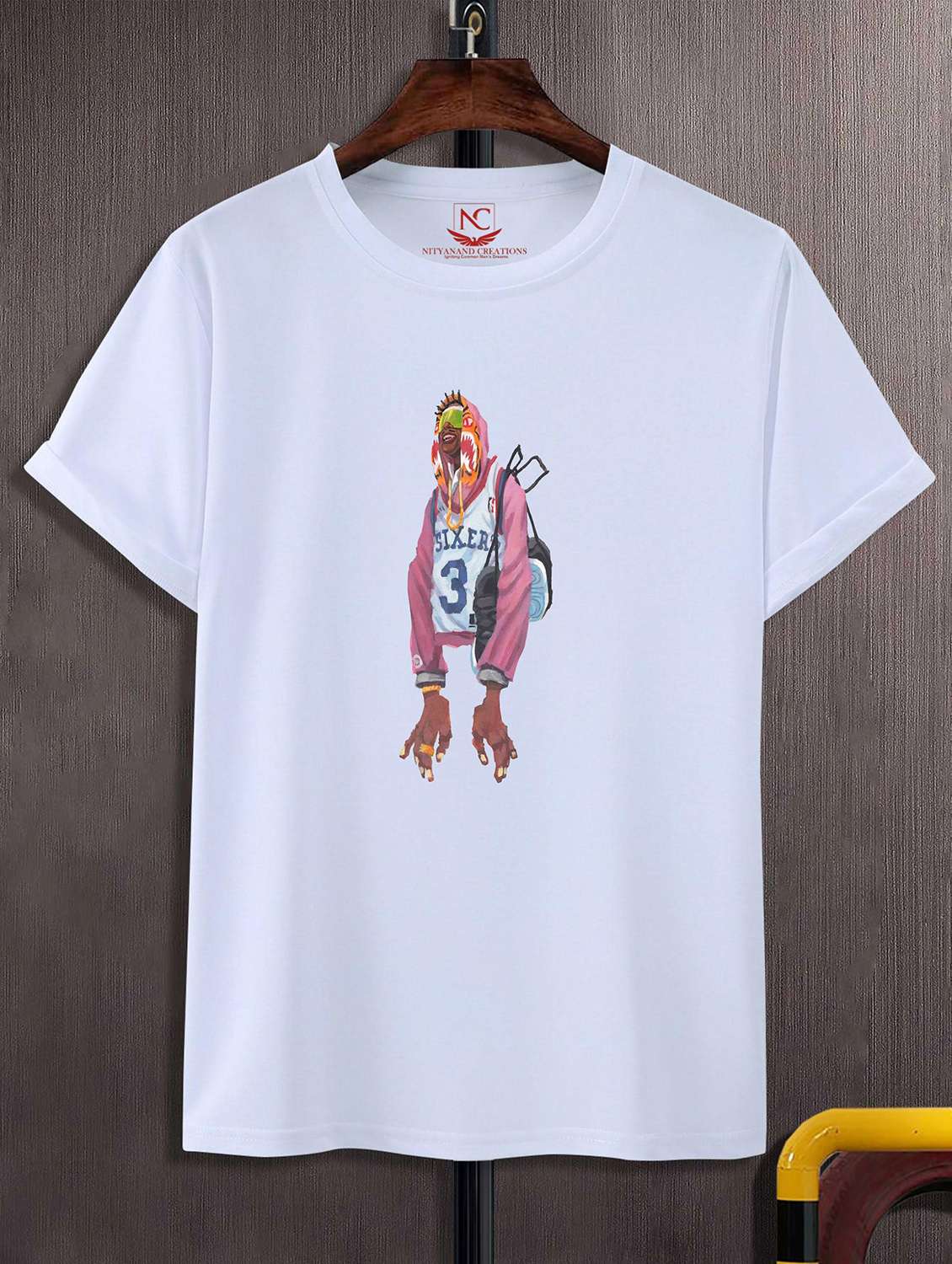 unisex white graphic printed t-shirt