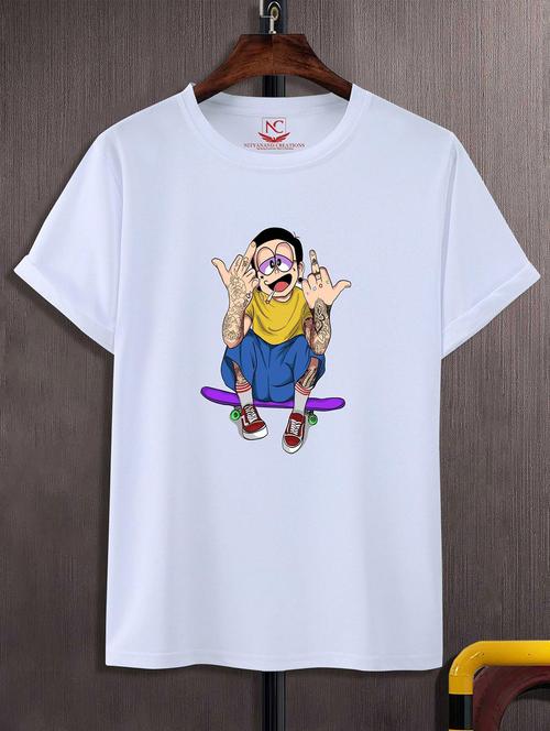 unisex white graphic printed t-shirt - 20823950 - Standard Image - 0