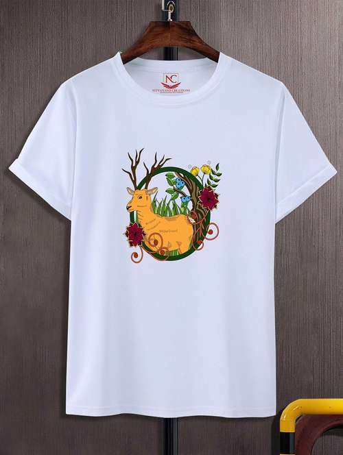 unisex white graphic printed t-shirt - 20823987 - Standard Image - 0