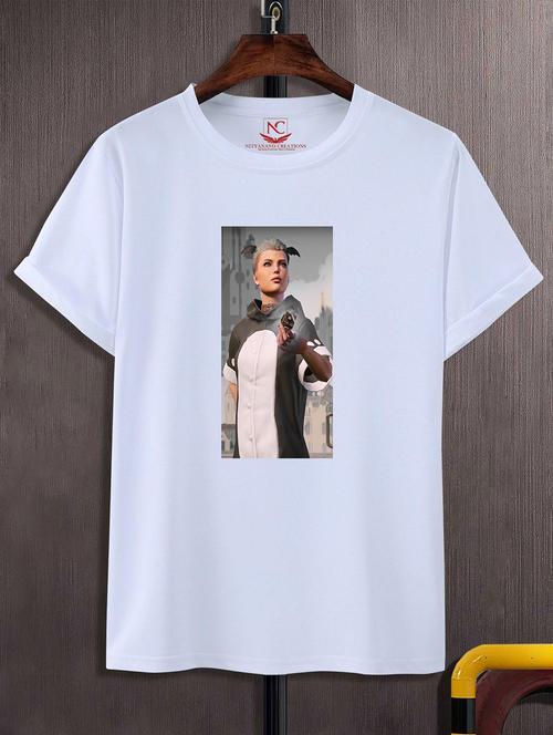 unisex white graphic printed t-shirt - 20823996 - Standard Image - 0