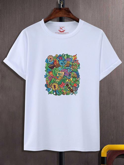 unisex white graphic printed t-shirt - 20823997 - Standard Image - 0