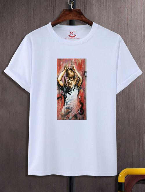 unisex white graphic printed t-shirt - 20824089 - Standard Image - 0