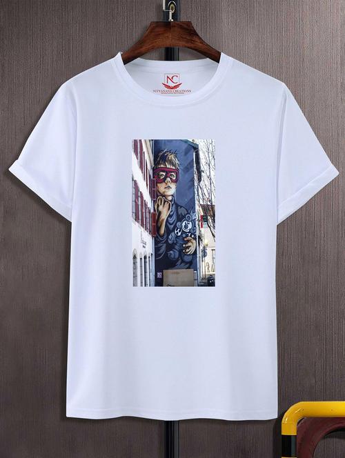 unisex white graphic printed t-shirt - 20824114 - Standard Image - 0