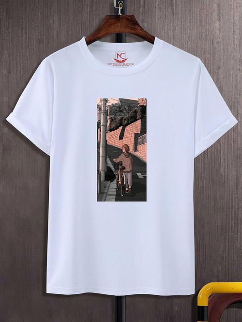 unisex white graphic printed t-shirt - 20824130 - Standard Image - 0