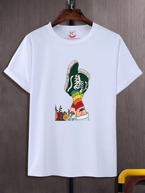 unisex white graphic printed t-shirt - 20824161 - Standard Image - 0