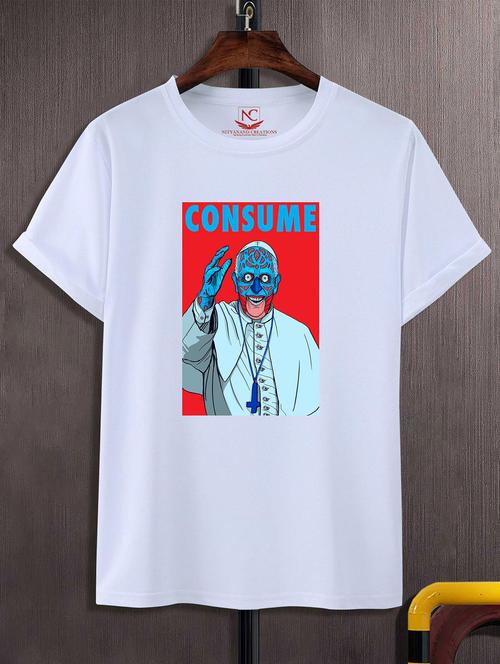 unisex white graphic printed t-shirt - 20824366 -  Standard Image - 0