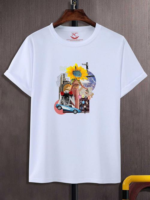 unisex white graphic printed t-shirt - 20824649 -  Standard Image - 0