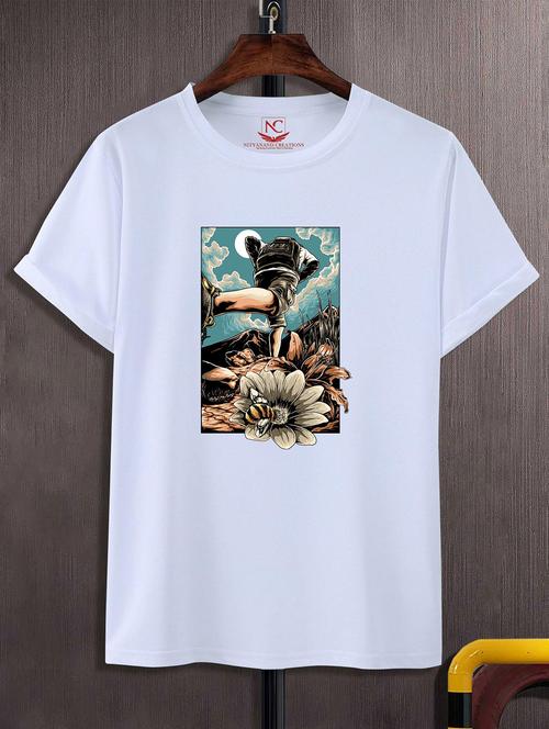 unisex white graphic printed t-shirt - 20824661 - Standard Image - 0