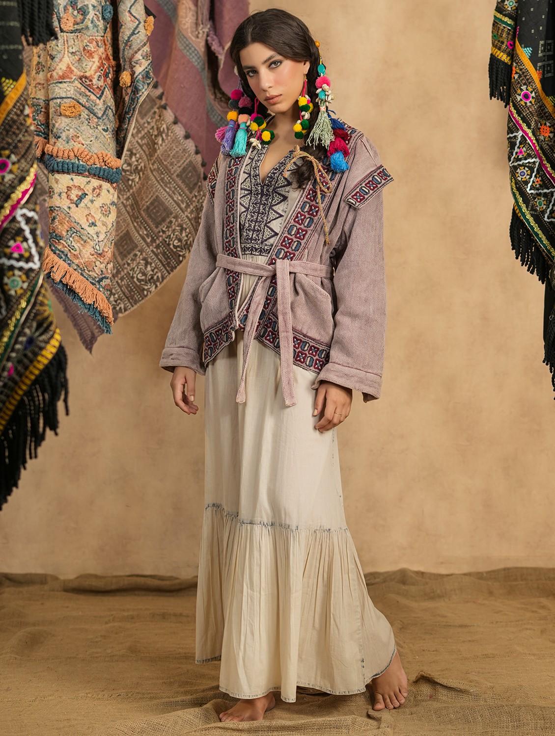 brown embroidered detailed cotton jacket - 20825203 - Standard Image - 5