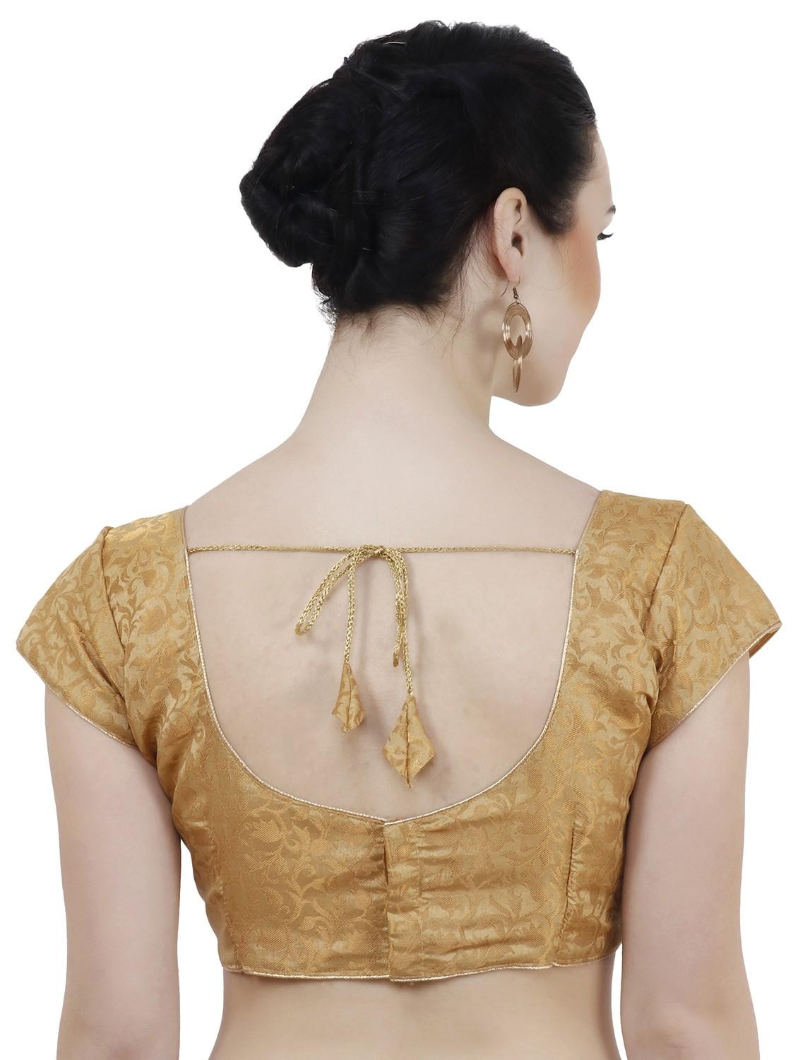 gold chanderi brocade blouse - 20825592 - Standard Image - 3