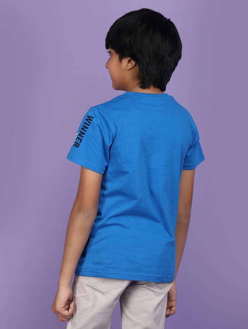 blue printed detailed casual t-shirt - 20825646 -  Standard Image - 3