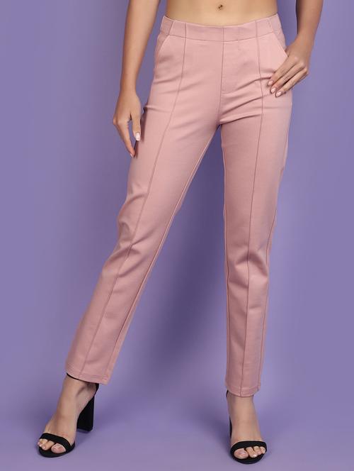 pink solid peg trouser - 20825677 -  Standard Image - 0