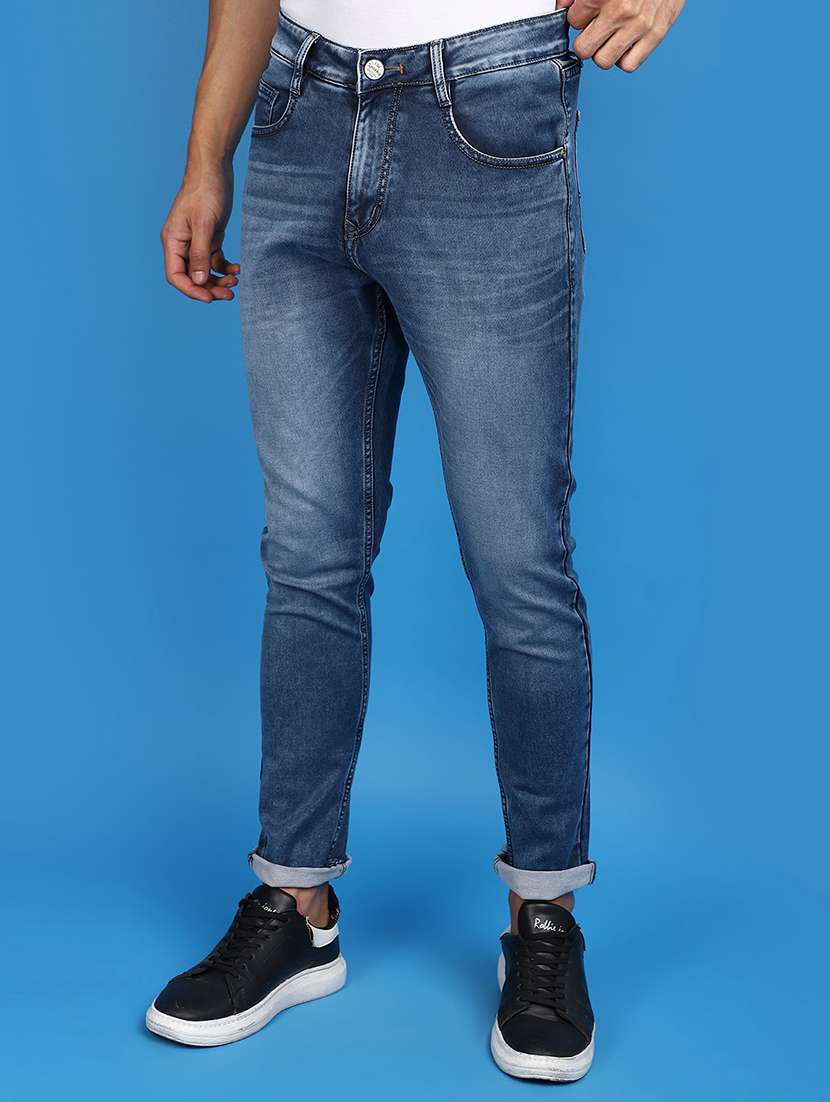 men mid rise plain denim jeans - 20825713 -  Standard Image - 3