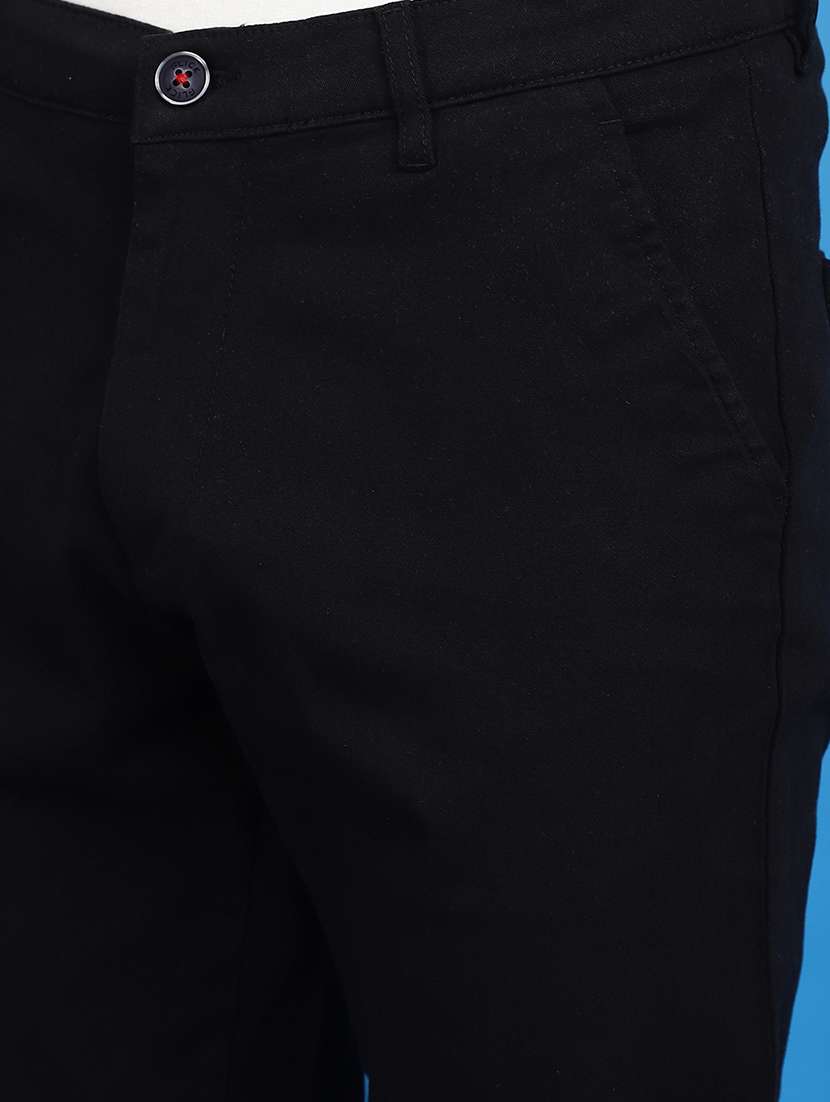 men balck solid mid rise jogger - 20825717 -  Standard Image - 5