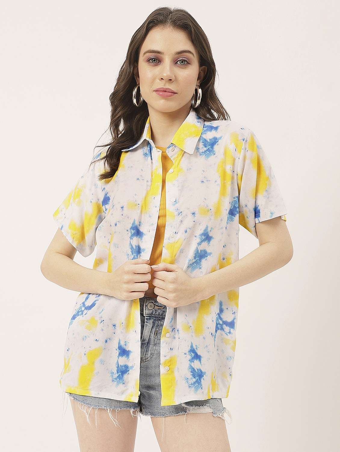 white rayon tie & dye shirt