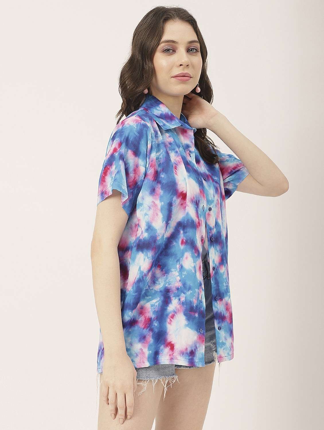 blue rayon tie & dye shirt - 20825753 -  Standard Image - 3