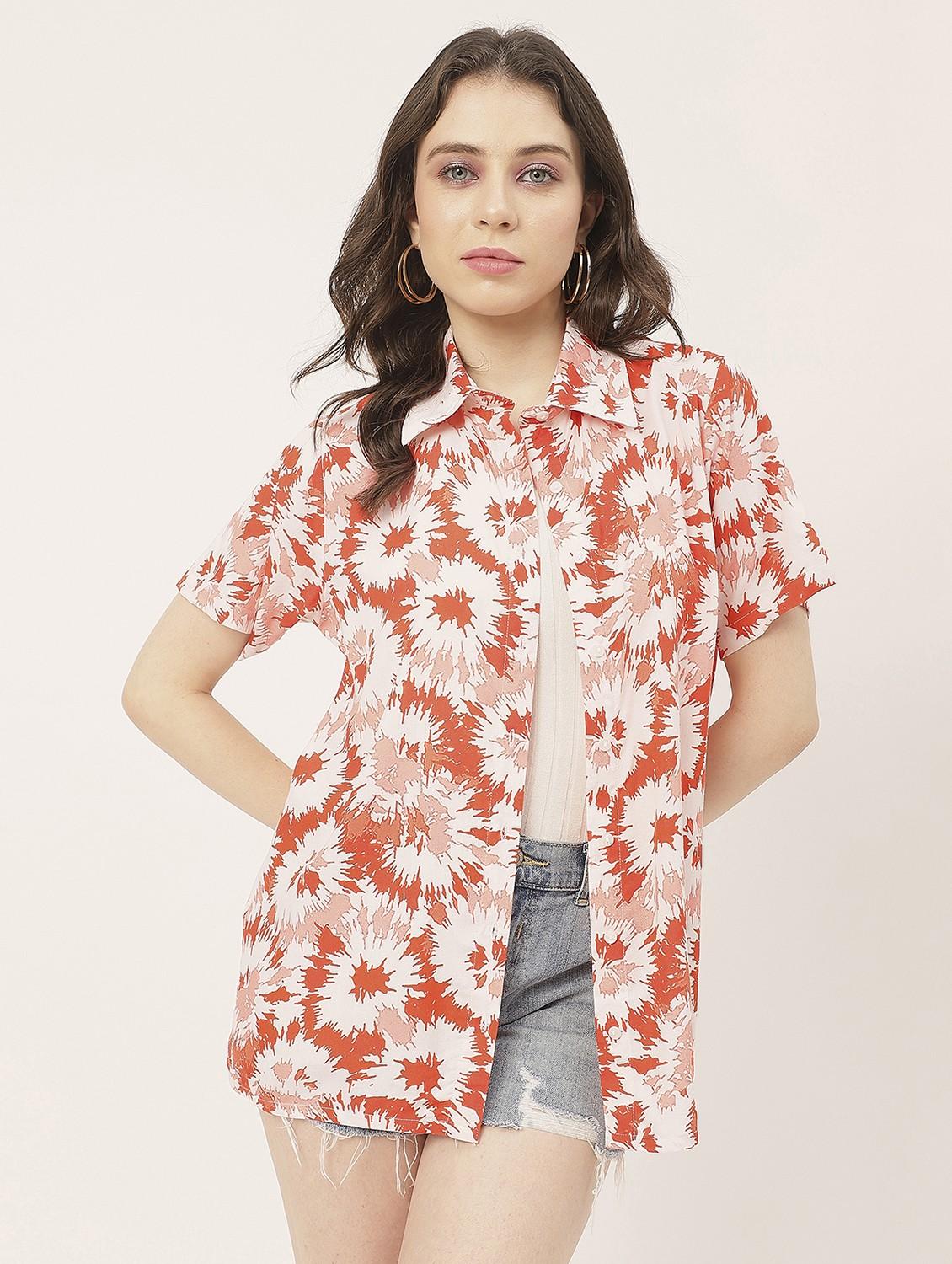 rust rayon printed shirt - 20825754 - Zoom Image - 0