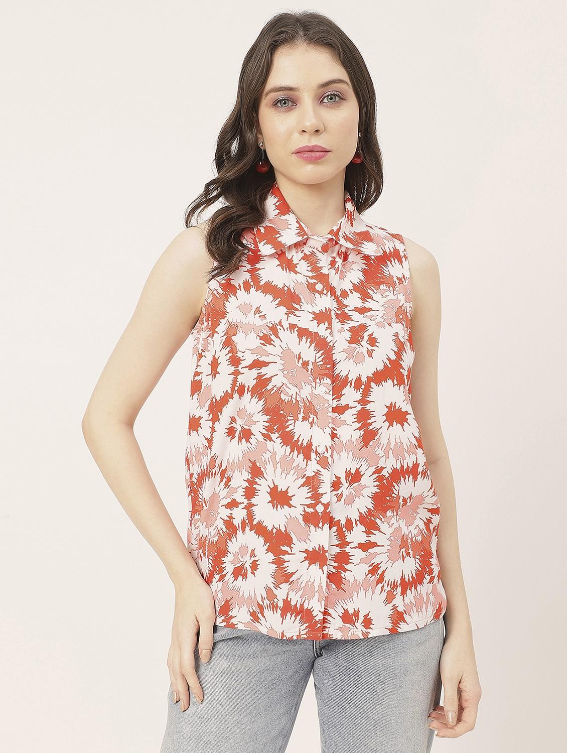 rust rayon printed shirt