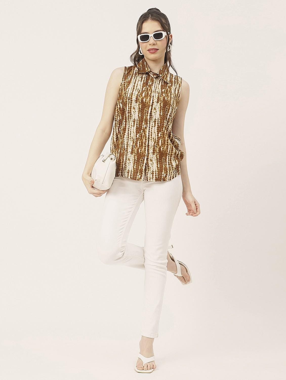brown rayon tie & dye shirt - 20825760 - Standard Image - 5