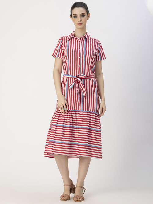 women red stripes a-line dress - 20825796 -  Standard Image - 0
