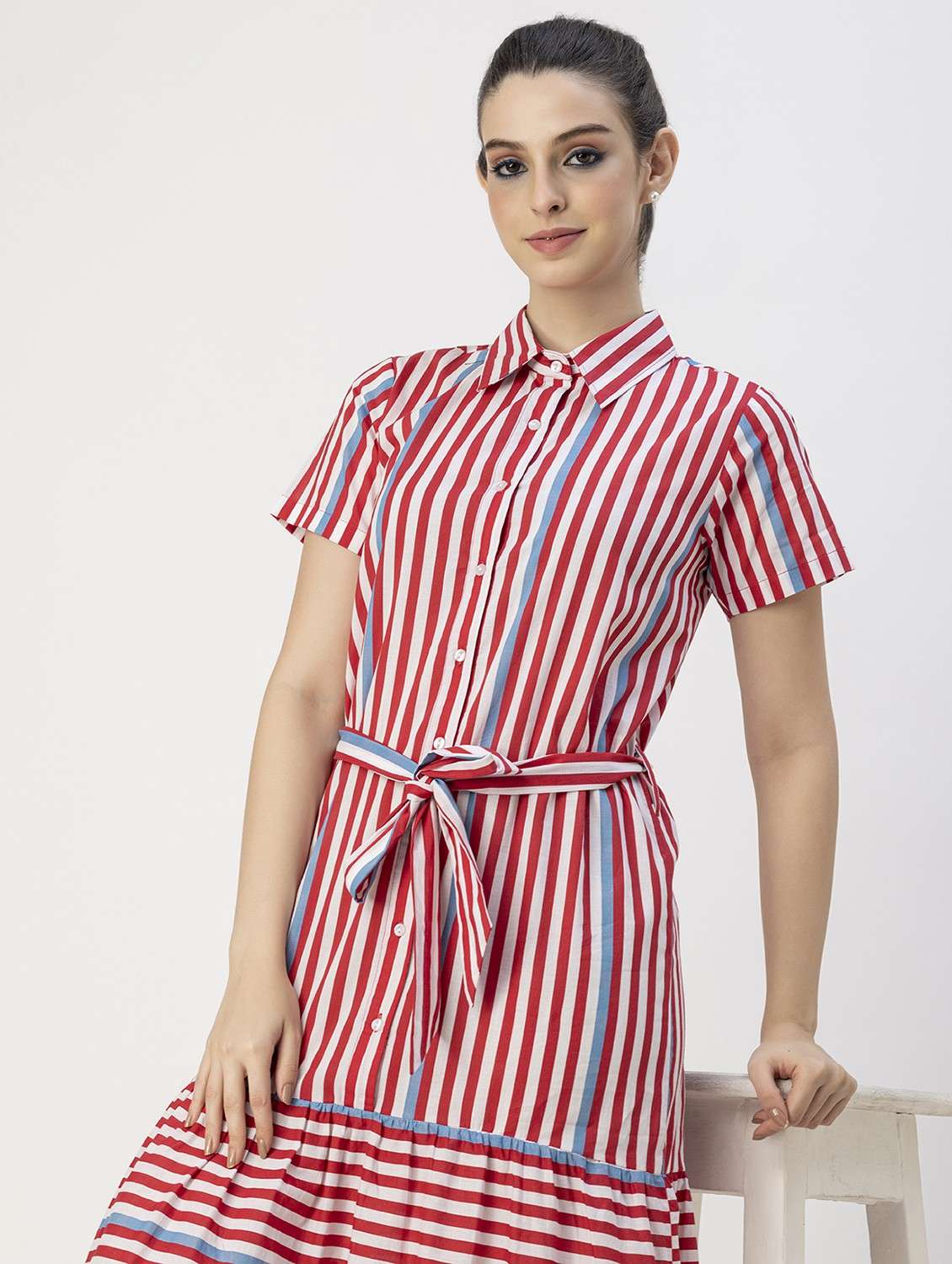 women red stripes a-line dress - 20825796 -  Standard Image - 5