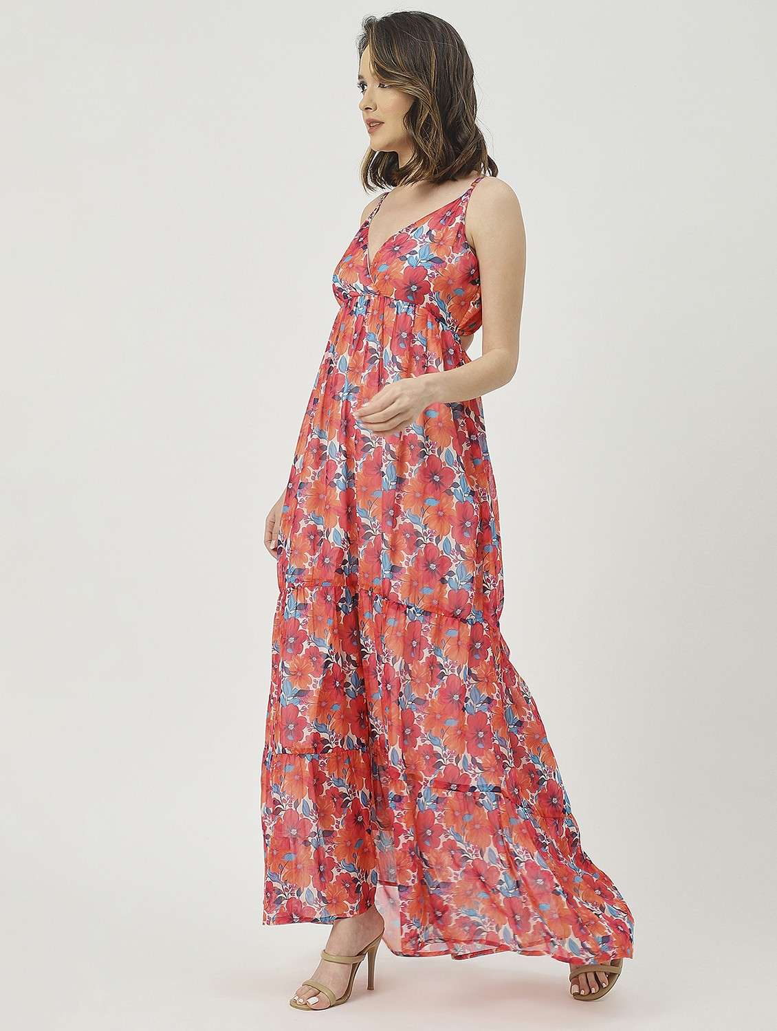 women multicolored floral printed fit & flare dress - 20825801 -  Standard Image - 3