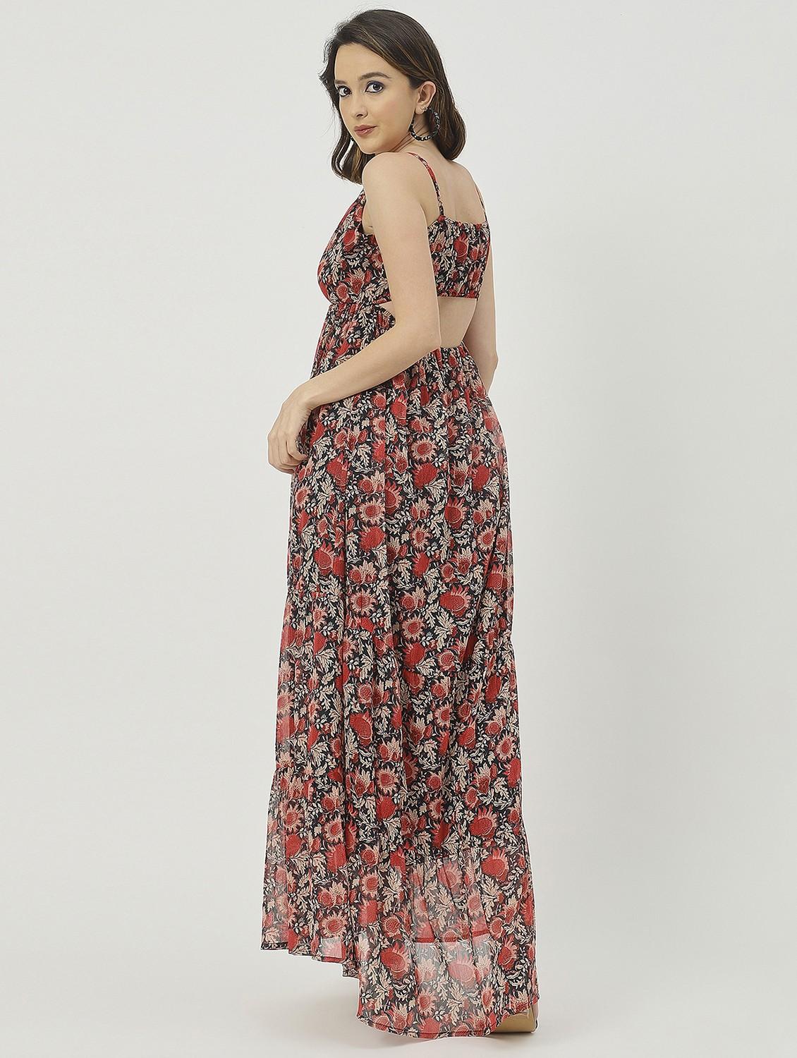 women black floral printed fit & flare dress - 20825802 - Standard Image - 3