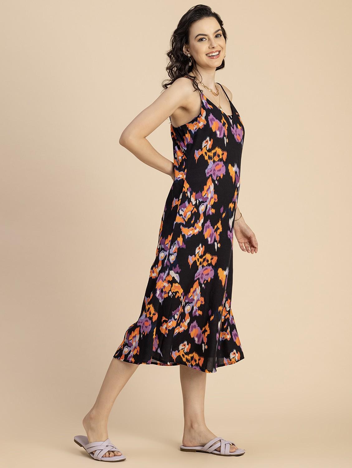 women black abstract a-line dress - 20825808 - Standard Image - 3
